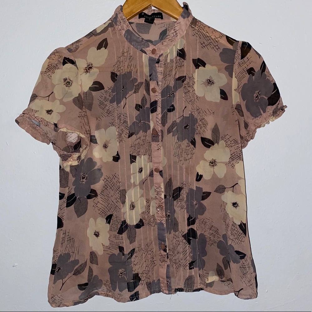 Floral Sheer Button-Up Top